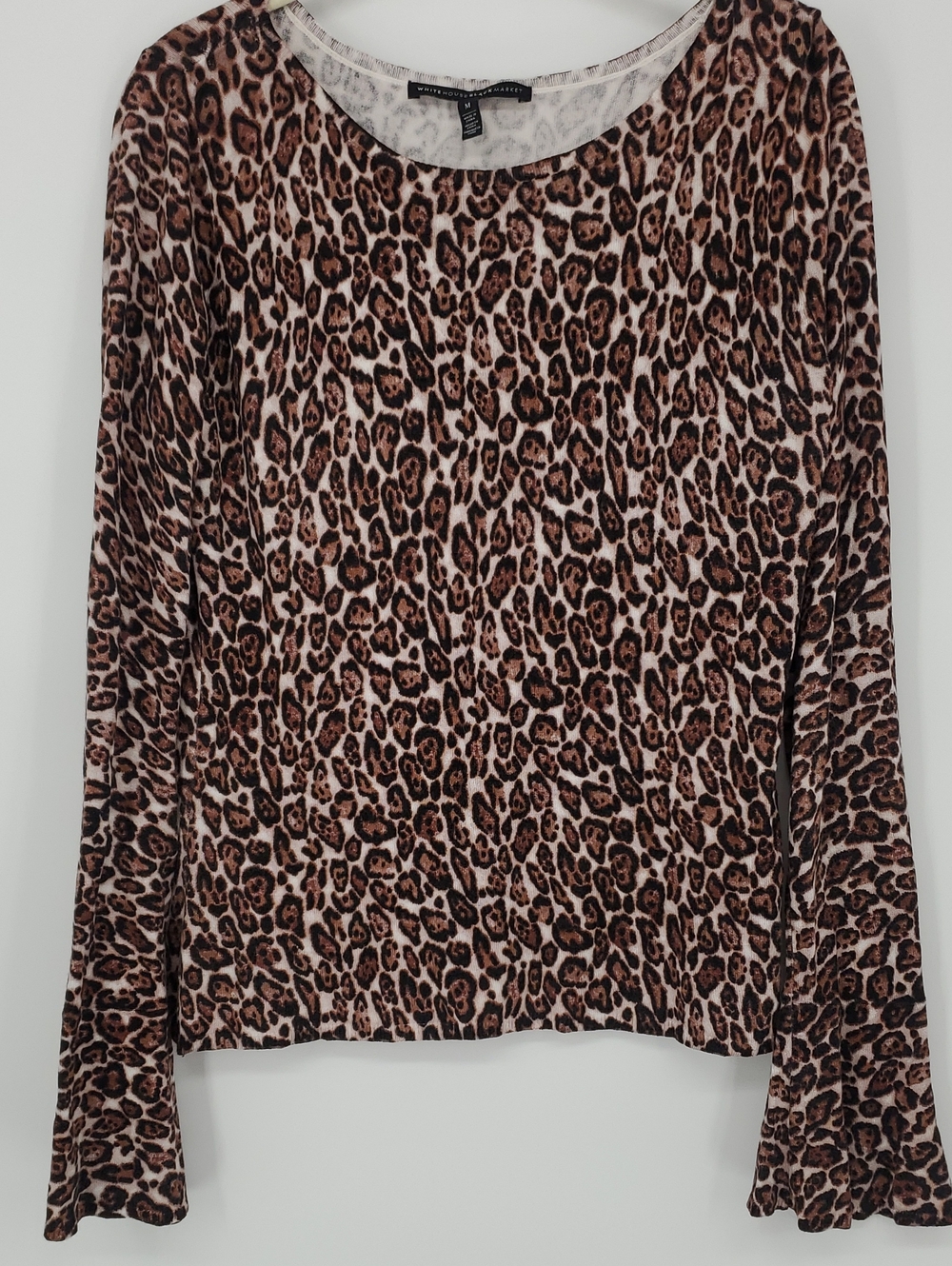 White House Black Market Leopard Print Long Sleeve Top - Brown